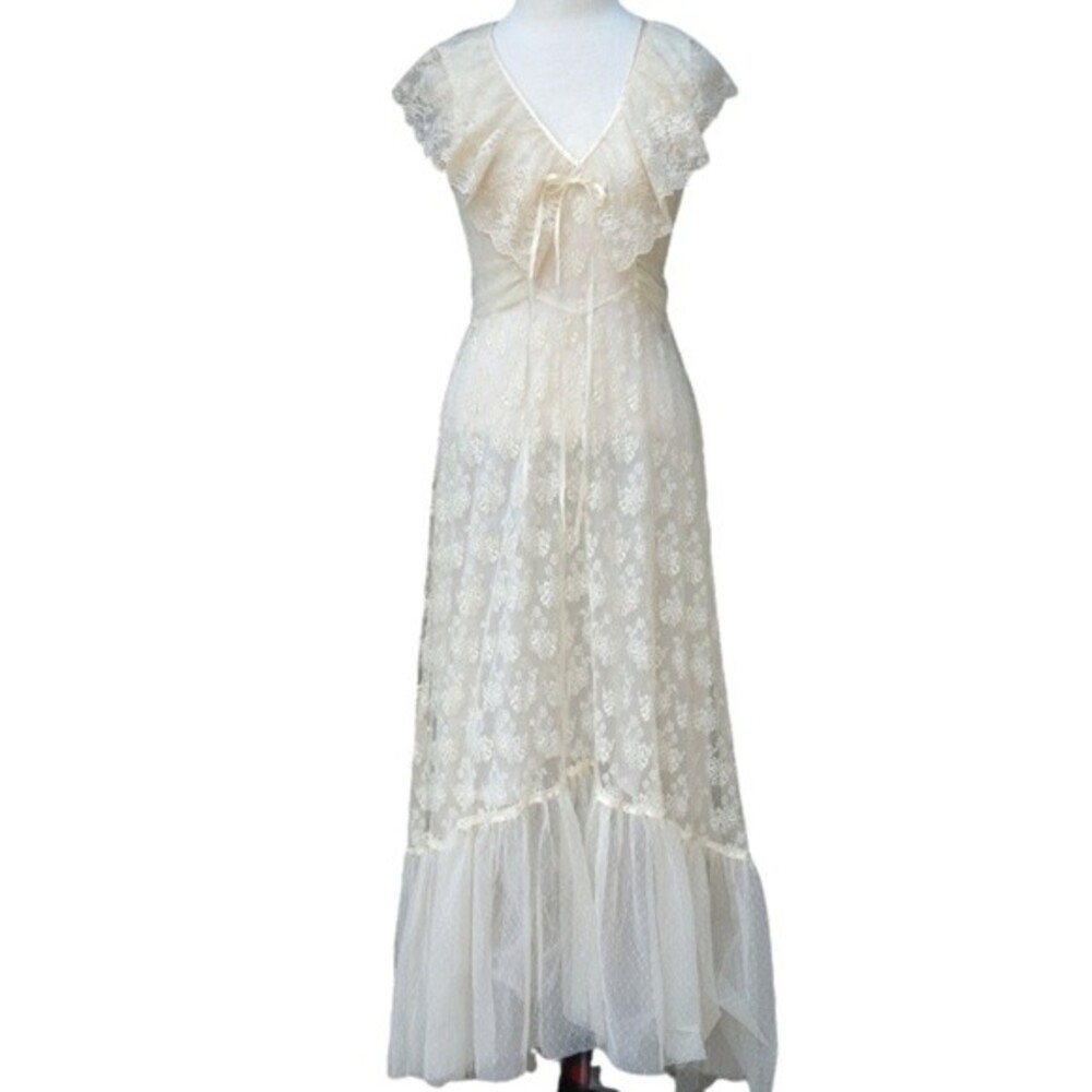 Vintage Jody T Lace Cottage Core Prairie 70's Dress